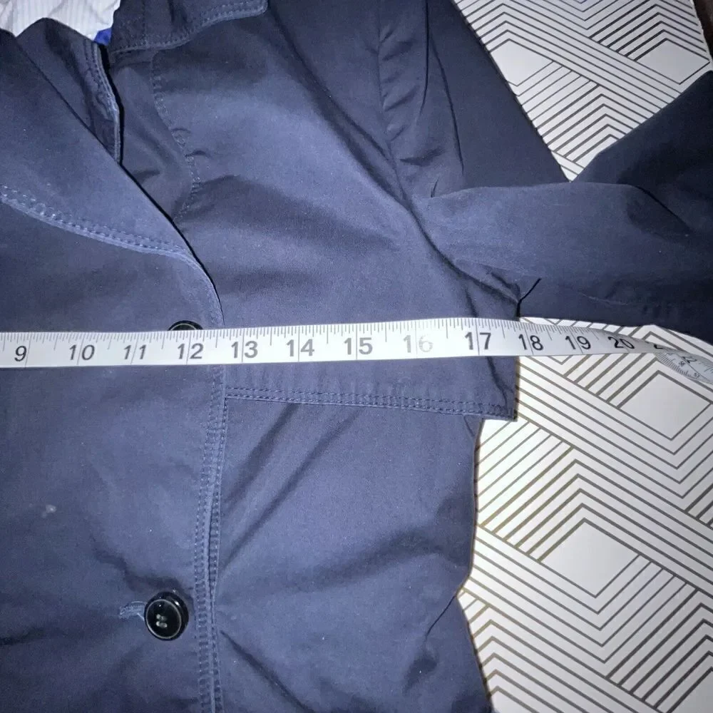 Zara Women's Jacket Coat Sz‎ M Navy Blue Business Collared Buttons Buckles Chic